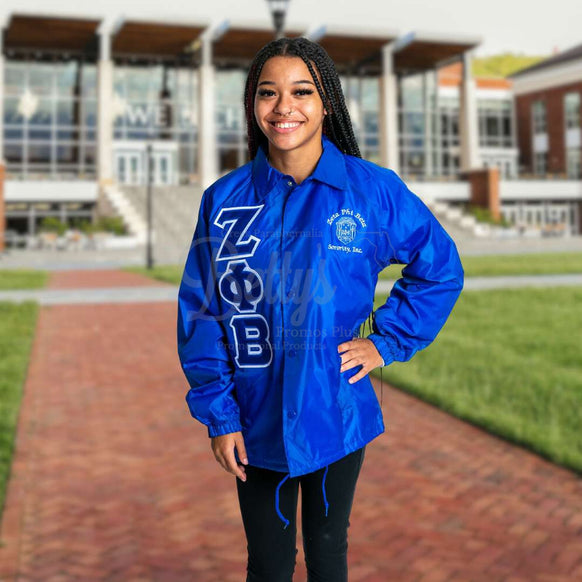 Zeta Phi Beta ΖΦΒ Greek Letter Double-Stitched Embroidered Windbreaker Greek Line Jacket-Betty's Promos Plus Greek Paraphernalia