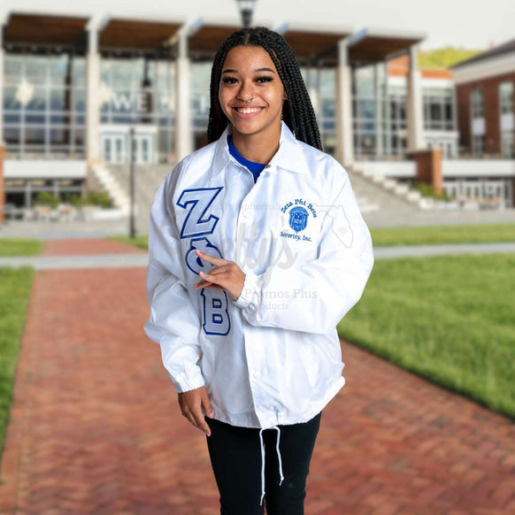 Zeta Phi Beta ΖΦΒ Greek Letter Double-Stitched Embroidered Windbreaker Greek Line Jacket-Betty's Promos Plus Greek Paraphernalia