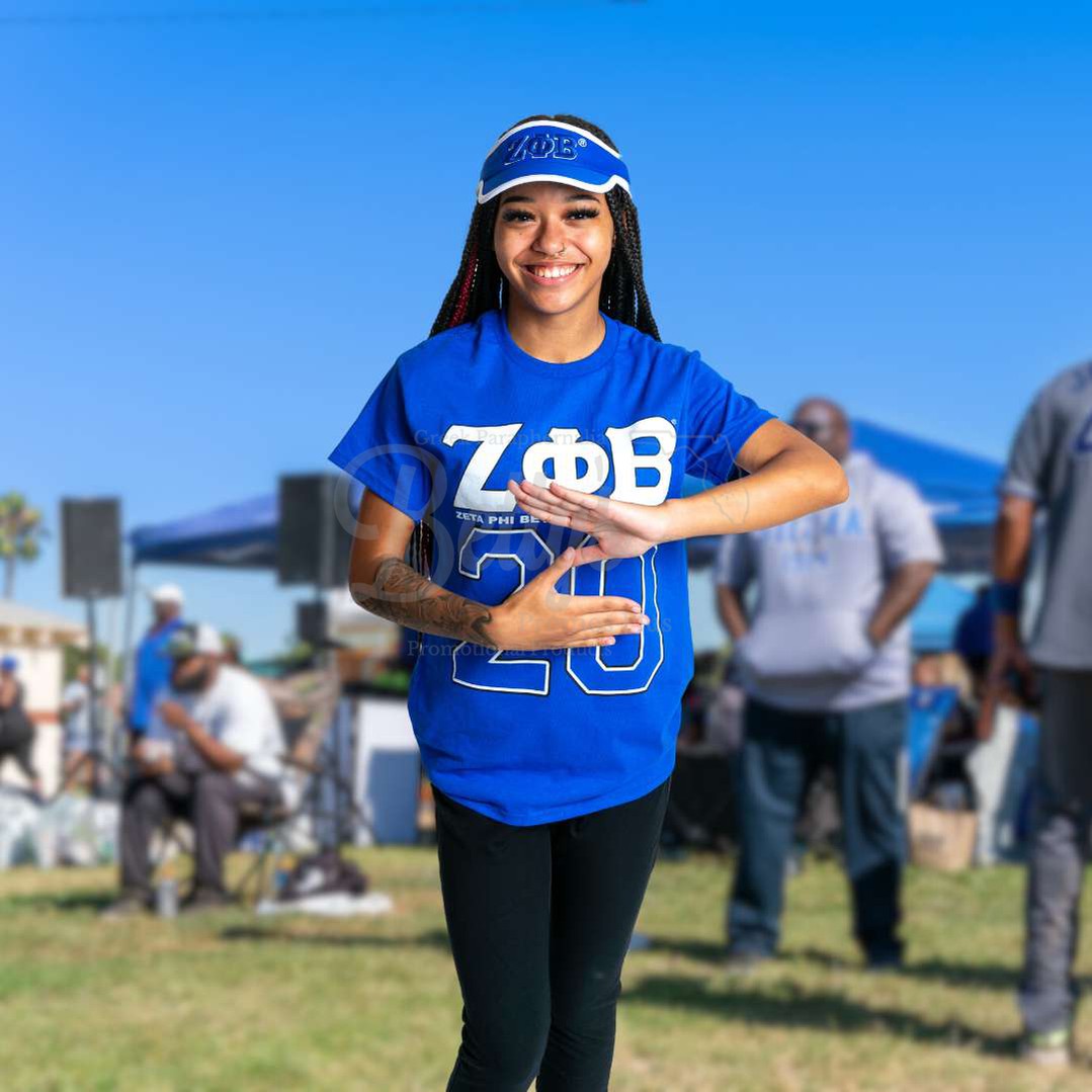 Zeta Phi Beta ΖΦΒ Greek Letters Featherlight Embroidered Moisture Wicking VisorBlue-Betty's Promos Plus Greek Paraphernalia