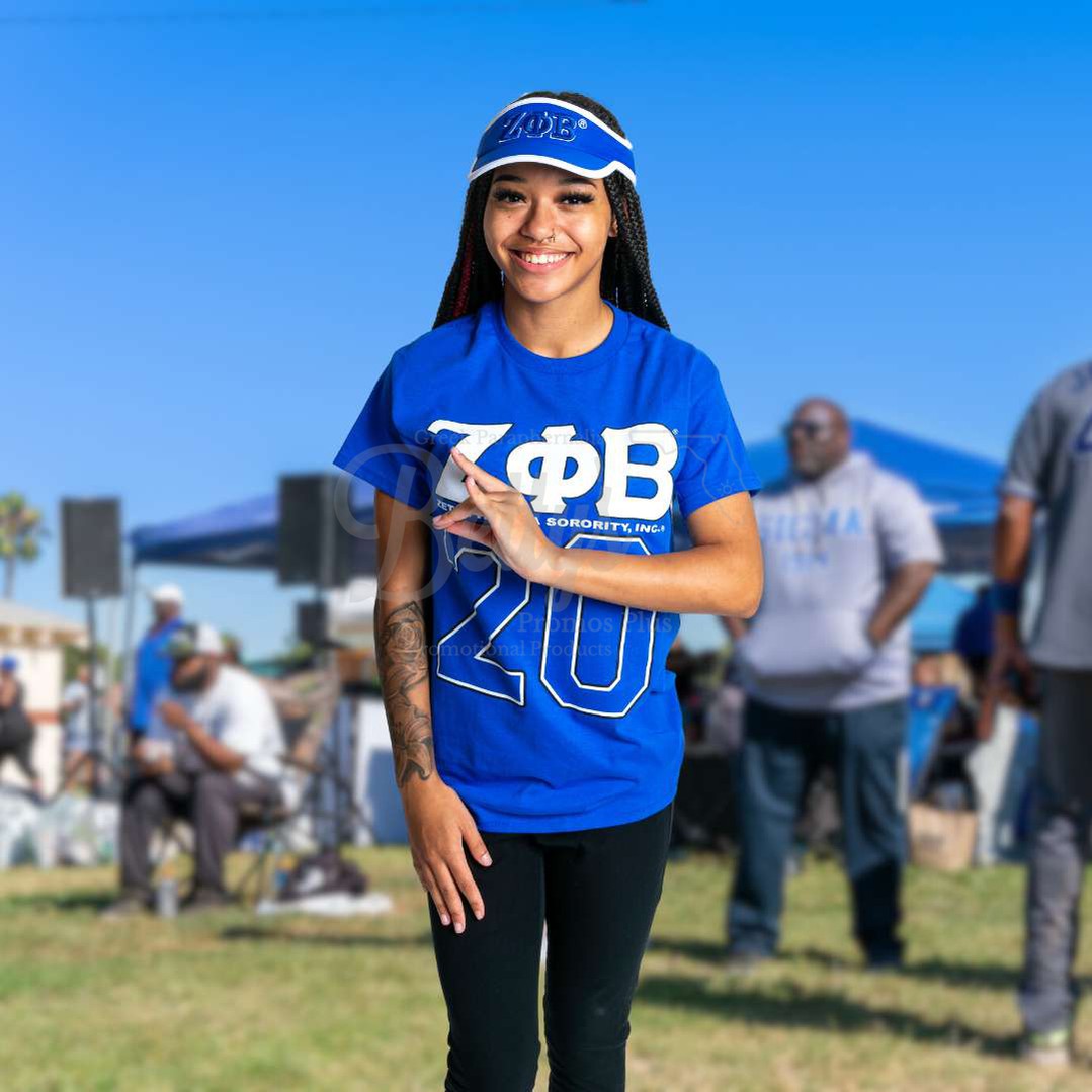 Zeta Phi Beta ΖΦΒ Greek Letters Featherlight Embroidered Moisture Wicking VisorBlue-Betty's Promos Plus Greek Paraphernalia