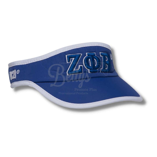 Zeta Phi Beta ΖΦΒ Greek Letters Featherlight Embroidered Moisture Wicking VisorBlue-Betty's Promos Plus Greek Paraphernalia