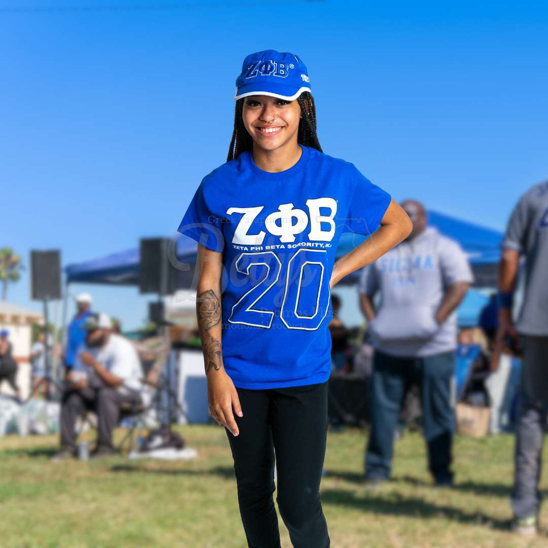 Zeta Phi Beta ΖΦΒ Greek Letters Featherlight Moisture Wicking HatBlue-Betty's Promos Plus Greek Paraphernalia