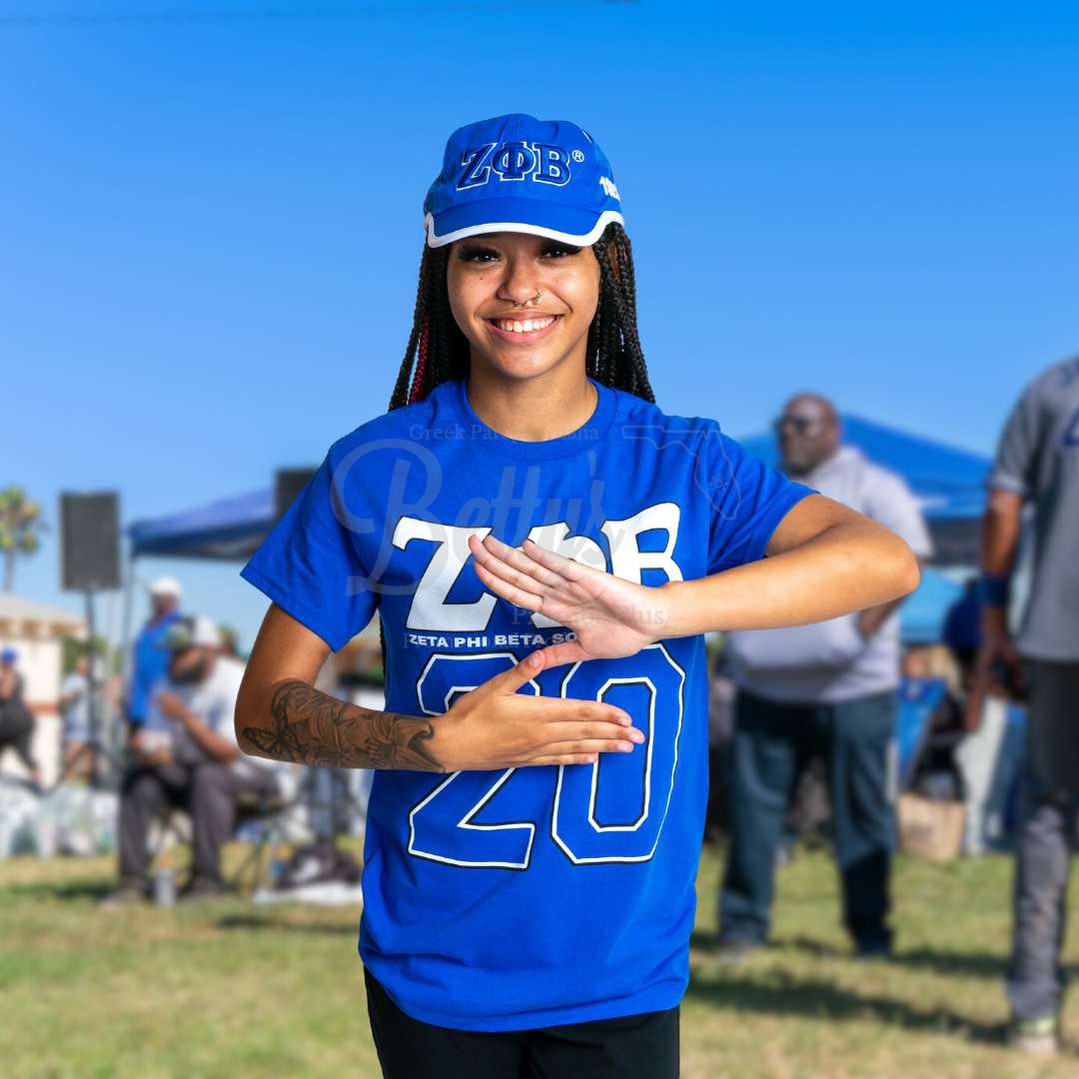 Zeta Phi Beta ΖΦΒ Greek Letters Featherlight Moisture Wicking HatBlue-Betty's Promos Plus Greek Paraphernalia