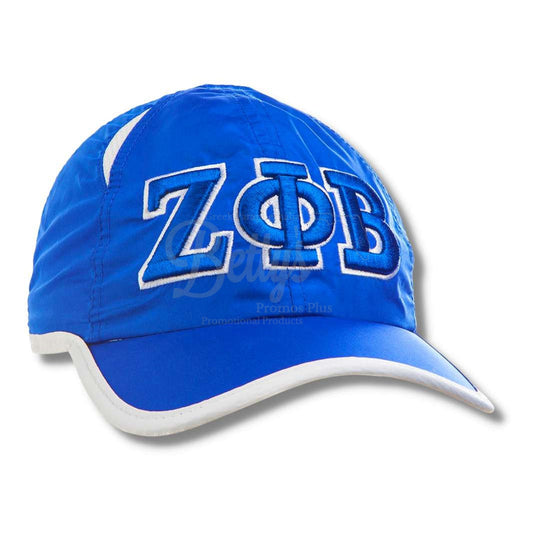 Zeta Phi Beta ΖΦΒ Greek Letters Featherlight Moisture Wicking HatBlue-Betty's Promos Plus Greek Paraphernalia