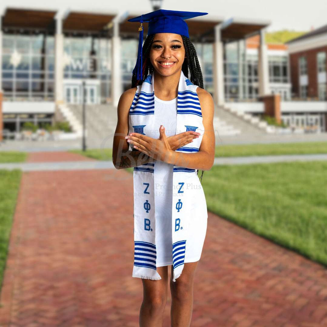 Zeta Phi Beta ΖΦΒ Greek Letters Kente Cloth Graduation Stole-Betty's Promos Plus Greek Paraphernalia