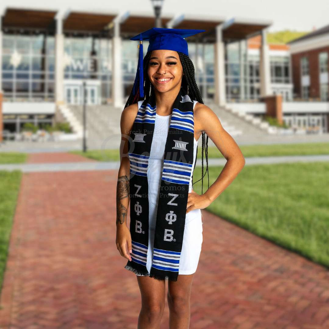 Zeta Phi Beta ΖΦΒ Greek Letters Kente Cloth Graduation Stole-Betty's Promos Plus Greek Paraphernalia