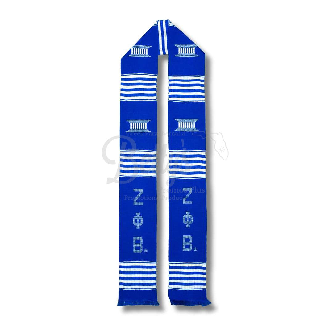 Zeta Phi Beta ΖΦΒ Greek Letters Kente Cloth Graduation StoleBlue-Betty's Promos Plus Greek Paraphernalia