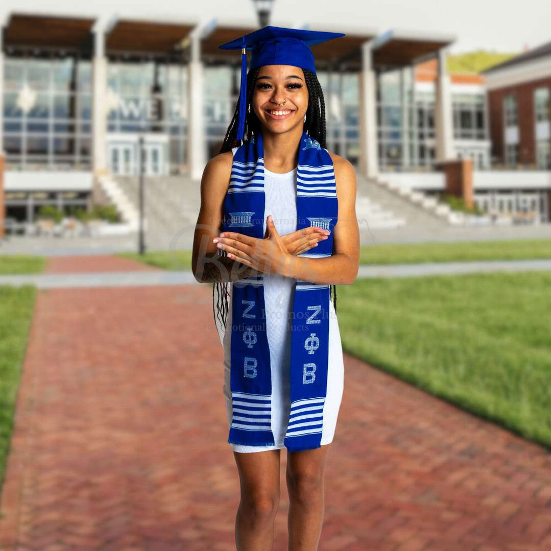 Zeta Phi Beta ΖΦΒ Greek Letters Kente Cloth Graduation Stole-Betty's Promos Plus Greek Paraphernalia