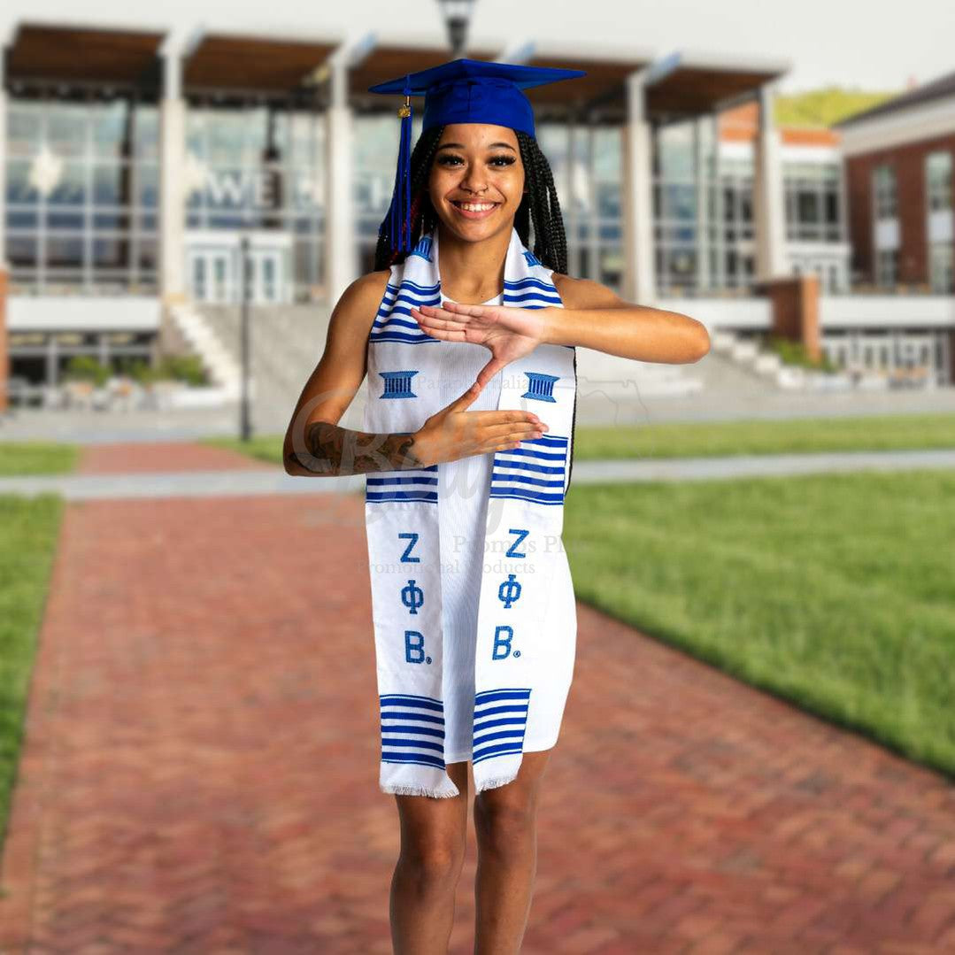 Zeta Phi Beta ΖΦΒ Greek Letters Kente Cloth Graduation Stole-Betty's Promos Plus Greek Paraphernalia