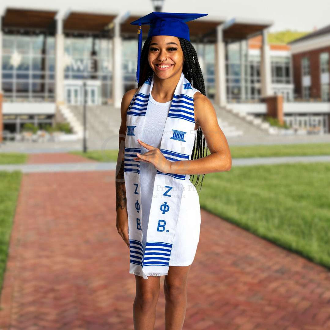 Zeta Phi Beta ΖΦΒ Greek Letters Kente Cloth Graduation Stole-Betty's Promos Plus Greek Paraphernalia