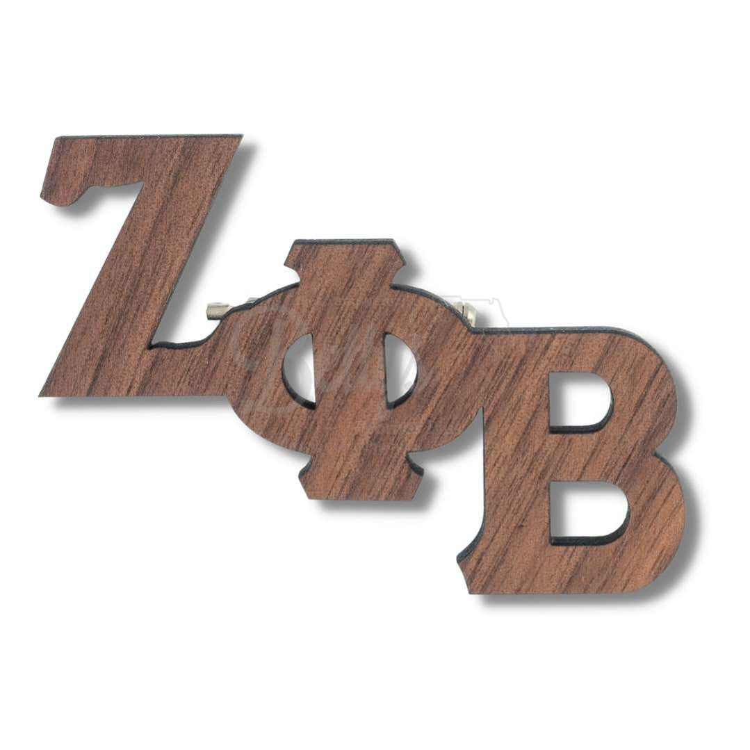 Zeta Phi Beta ΖΦΒ Greek Letters Wooden Lapel PinBrown-Large-Betty's Promos Plus Greek Paraphernalia