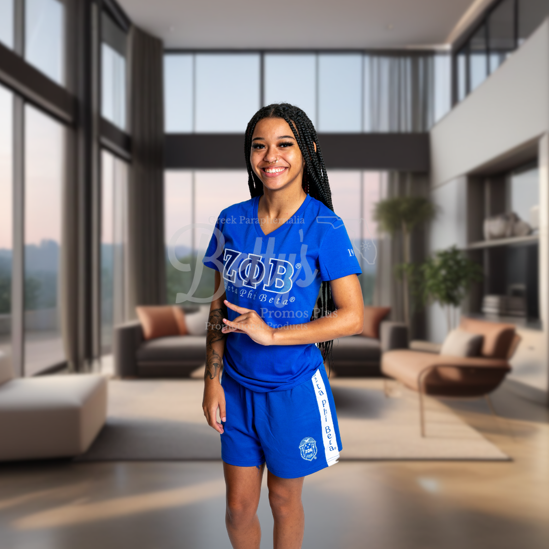 Zeta Phi Beta ΖΦΒ Luxury Embroidered T-Shirt with 1920 Sleeve-Betty's Promos Plus Greek Paraphernalia