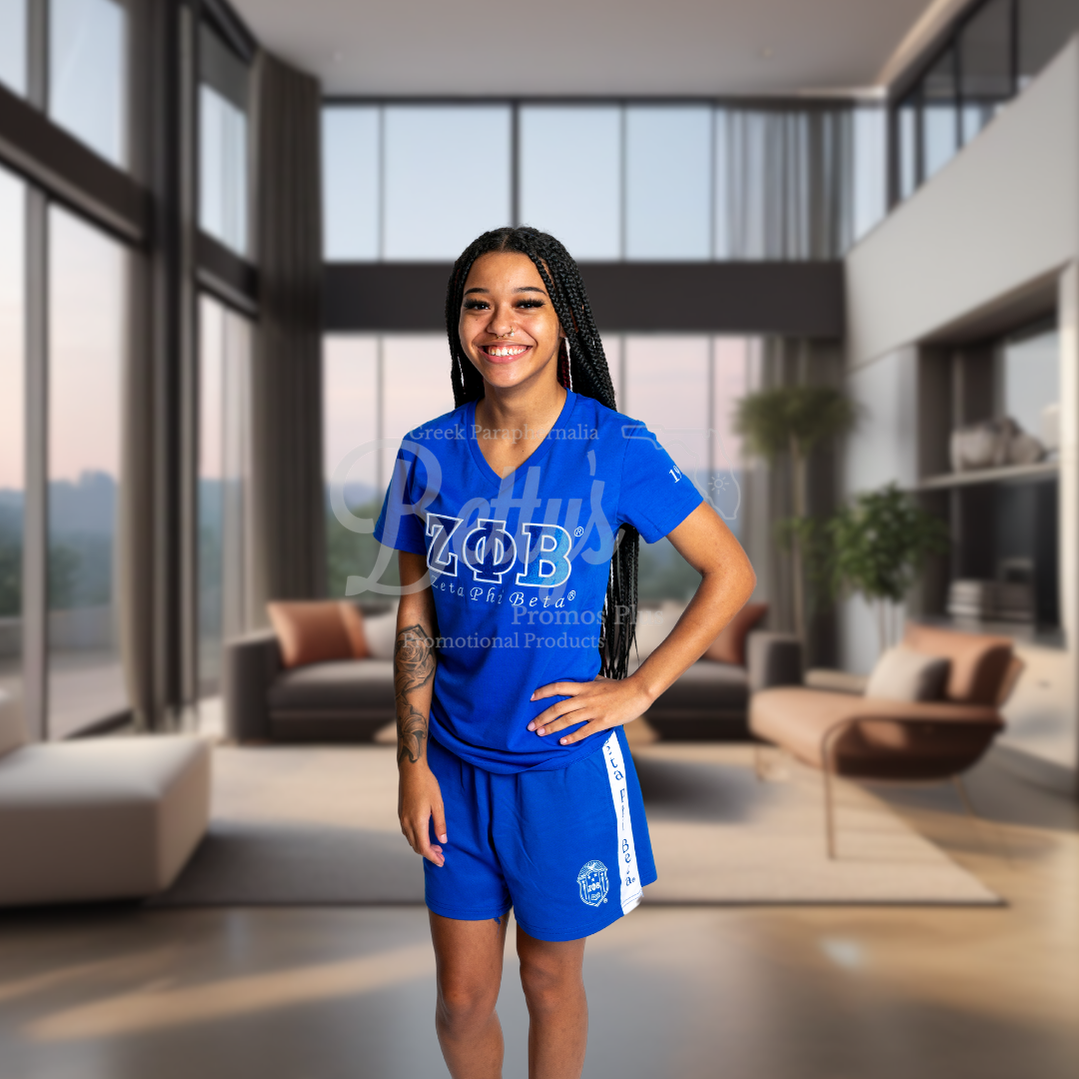 Zeta Phi Beta ΖΦΒ Luxury Embroidered T-Shirt with 1920 Sleeve-Betty's Promos Plus Greek Paraphernalia