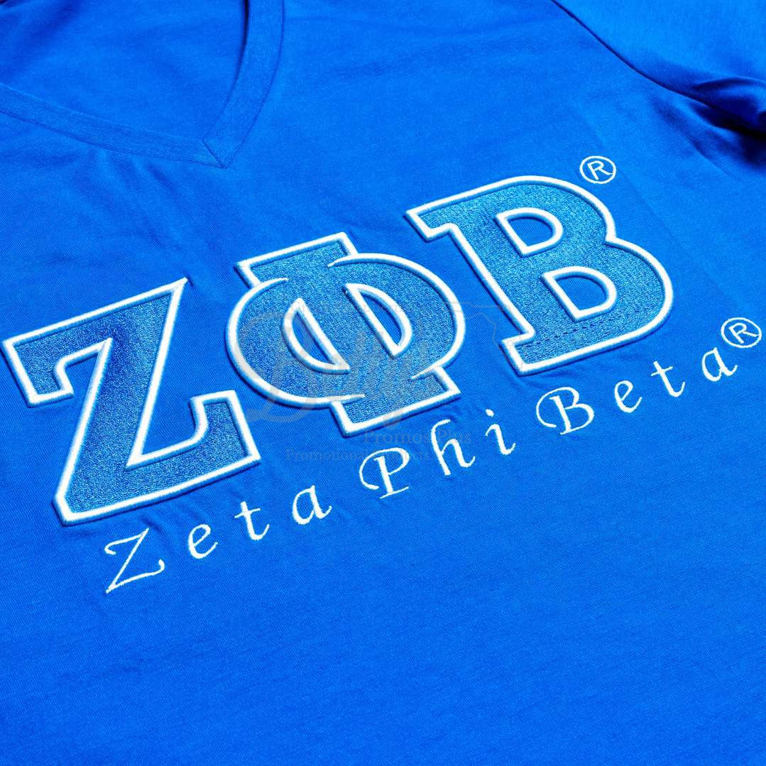 Zeta Phi Beta ΖΦΒ Luxury Embroidered T-Shirt with 1920 Sleeve-Betty's Promos Plus Greek Paraphernalia