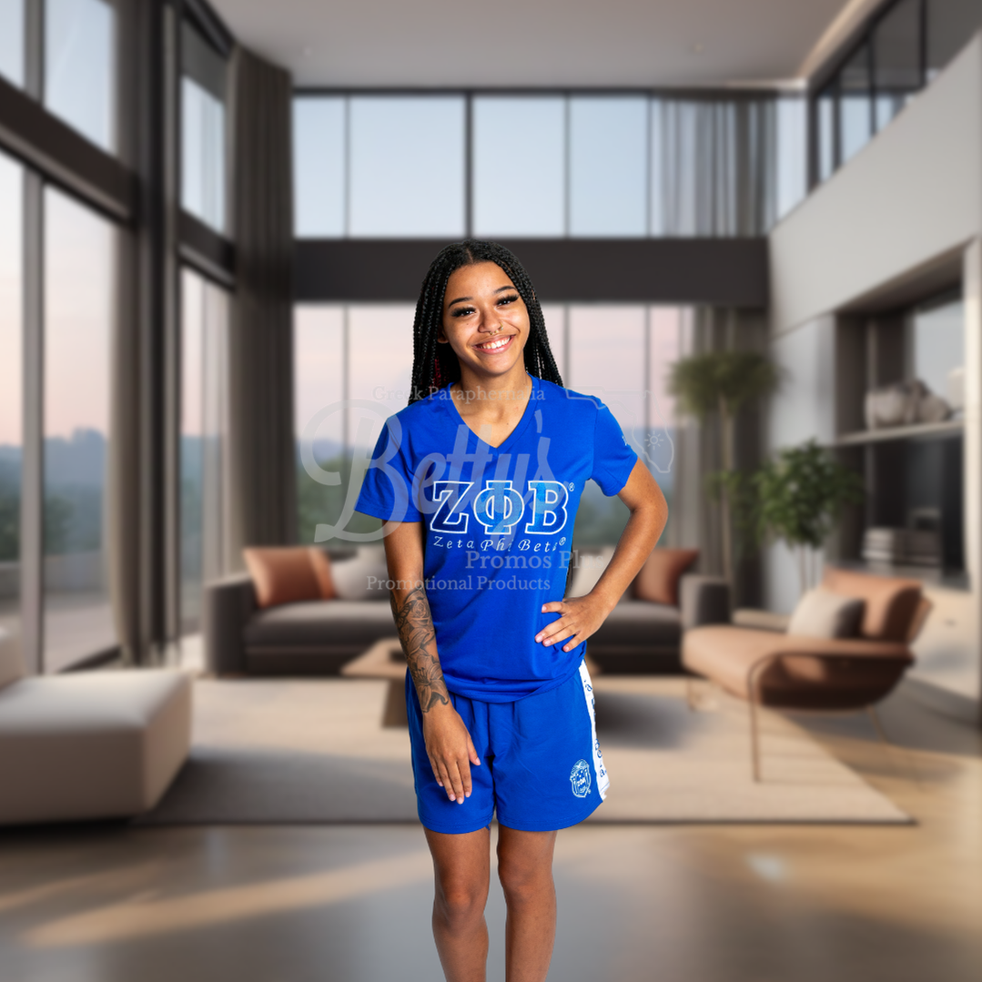 Zeta Phi Beta ΖΦΒ Luxury Embroidered T-Shirt with 1920 Sleeve-Betty's Promos Plus Greek Paraphernalia