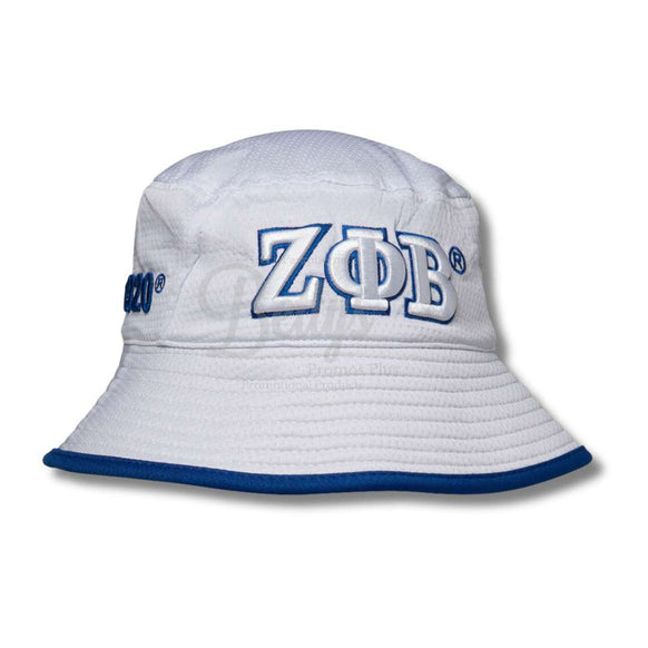 Zeta Phi Beta ΖΦΒ Mesh Flex Fit Embroidered Bucket HatWhite-Betty's Promos Plus Greek Paraphernalia