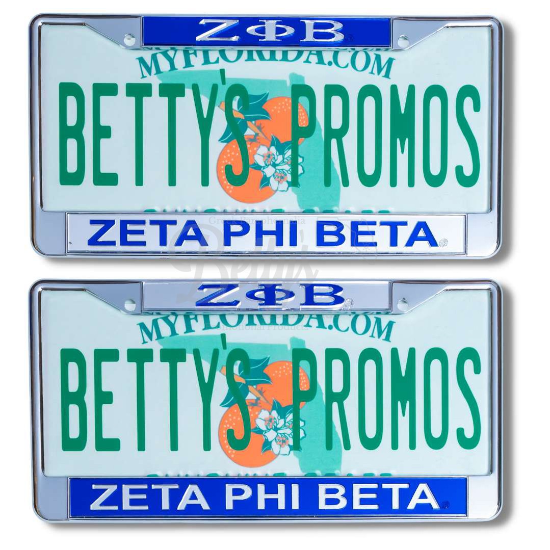 Zeta Phi Beta ΖΦΒ Metal Auto Tag Frame with Acrylic Letters License Plate Frame-Betty's Promos Plus Greek Paraphernalia
