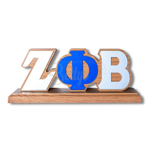 Zeta Phi Beta ΖΦΒ Mirrored Letters Wooden Desk OrnamentWood-Betty's Promos Plus Greek Paraphernalia