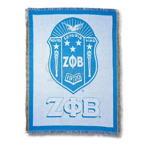 Zeta Phi Beta ΖΦΒ Shield Afghan Throw BlanketShield-Betty's Promos Plus Greek Paraphernalia