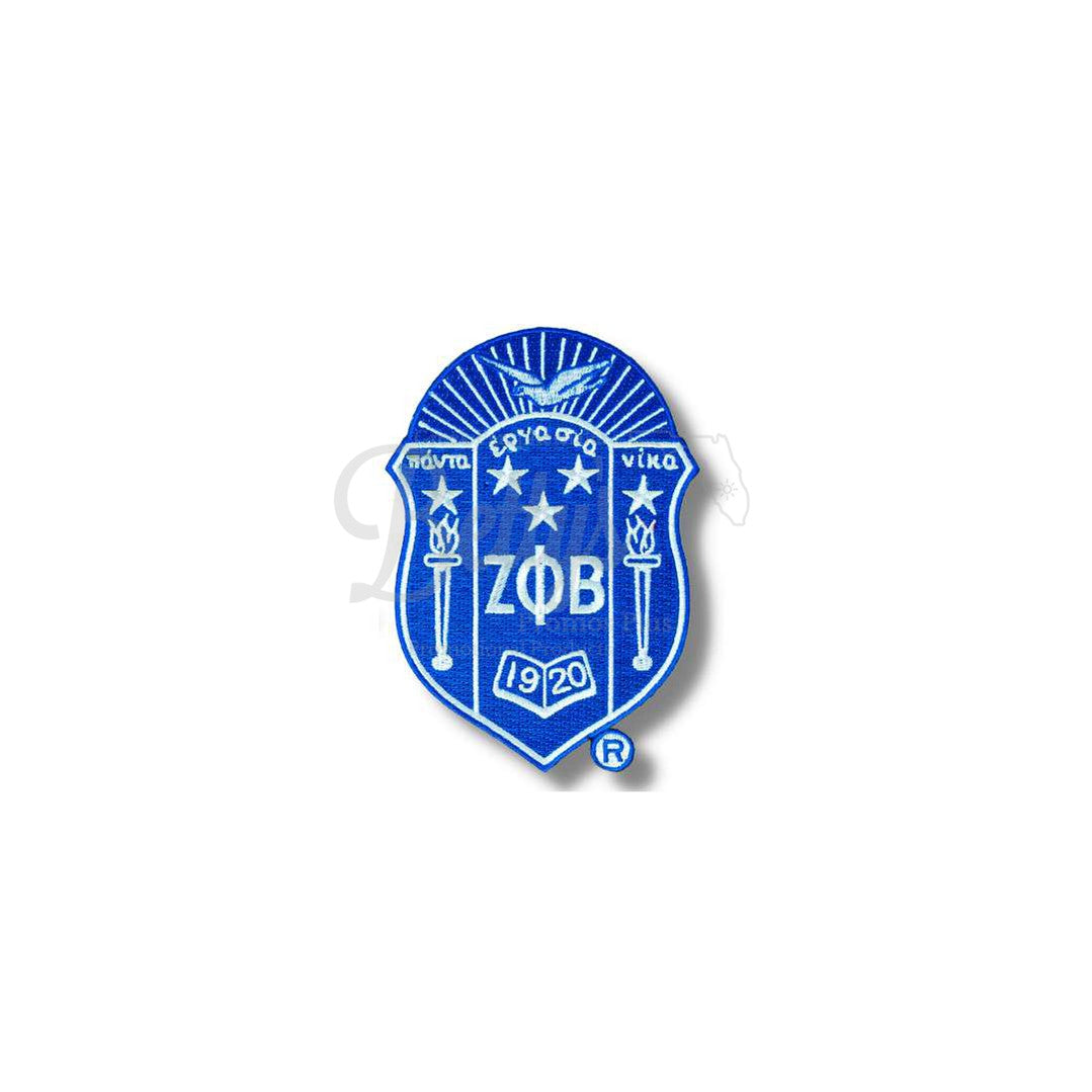 Zeta Phi Beta ΖΦΒ Shield Embroidered PatchBlue-Medium-Betty's Promos Plus Greek Paraphernalia
