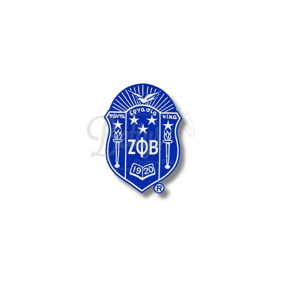 Zeta Phi Beta ΖΦΒ Shield Embroidered PatchBlue-Medium-Betty's Promos Plus Greek Paraphernalia