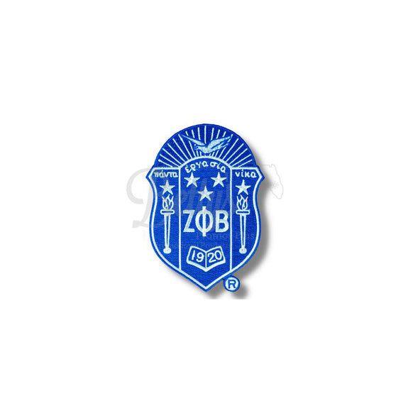 Zeta Phi Beta ΖΦΒ Shield Embroidered PatchBlue-Medium-Betty's Promos Plus Greek Paraphernalia
