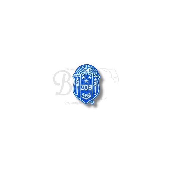 Zeta Phi Beta ΖΦΒ Shield Embroidered PatchBlue-Small-Betty's Promos Plus Greek Paraphernalia