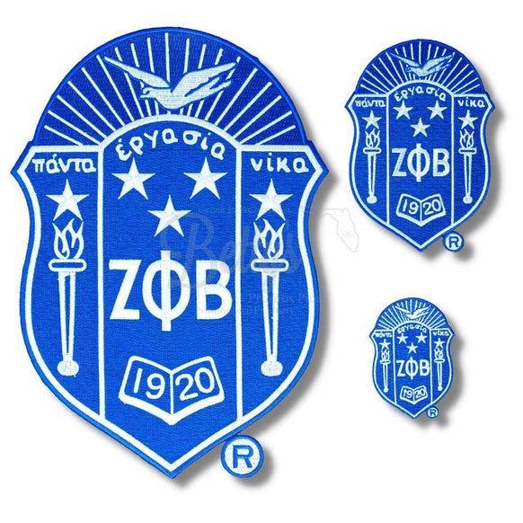 Zeta Phi Beta ΖΦΒ Shield Embroidered Patch-Betty's Promos Plus Greek Paraphernalia
