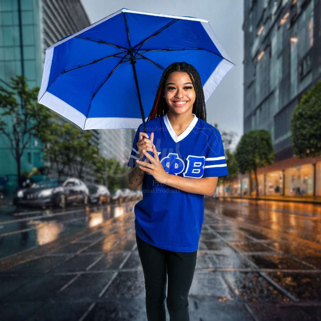 Zeta Phi Beta ΖΦΒ Shield Hurricane UmbrellaBlue-Small-Betty's Promos Plus Greek Paraphernalia