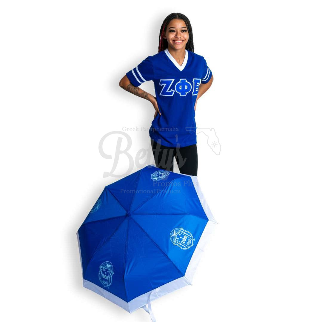 Zeta Phi Beta ΖΦΒ Shield Hurricane UmbrellaBlue-Small-Betty's Promos Plus Greek Paraphernalia