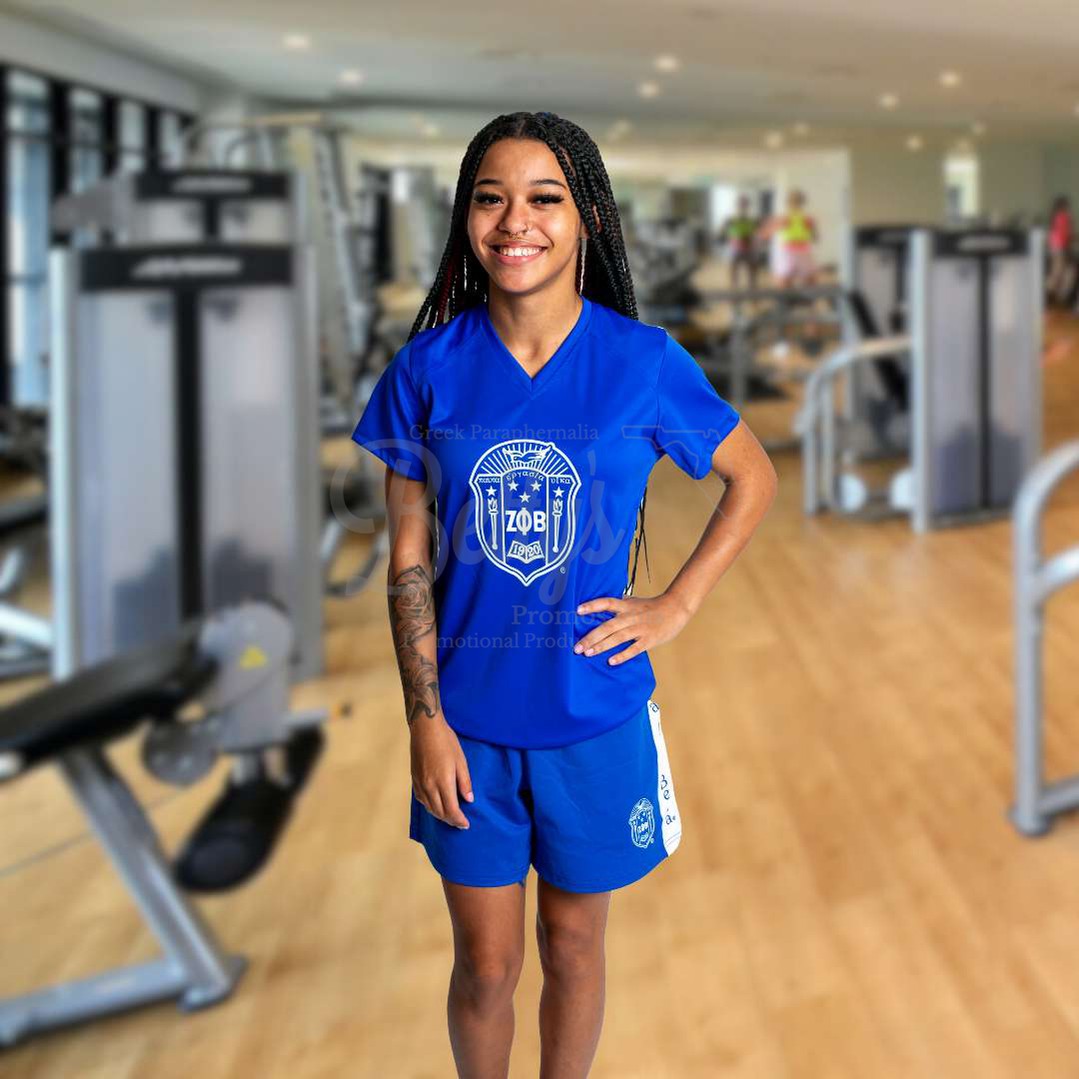 Zeta Phi Beta ΖΦΒ Shield Performance Moisture Wicking Screen Printed Workout T-Shirt-Betty's Promos Plus Greek Paraphernalia