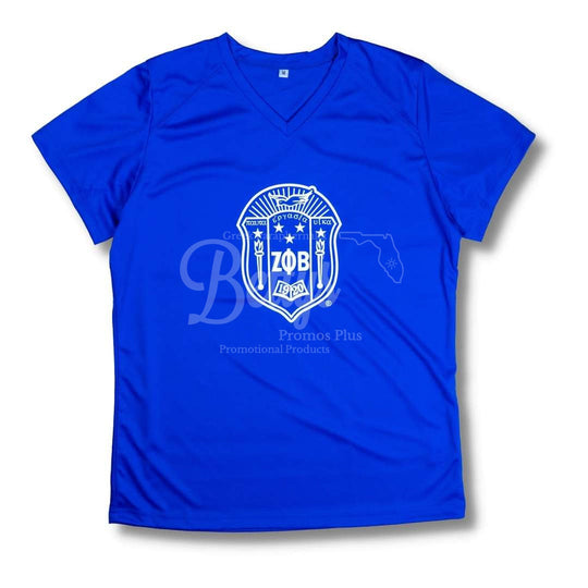 Zeta Phi Beta ΖΦΒ Shield Performance Moisture Wicking Screen Printed Workout T-ShirtBlue-Small-Betty's Promos Plus Greek Paraphernalia