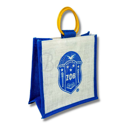 Zeta Phi Beta ΖΦΒ Shield Sorority Jute BagBlue-Betty's Promos Plus Greek Paraphernalia