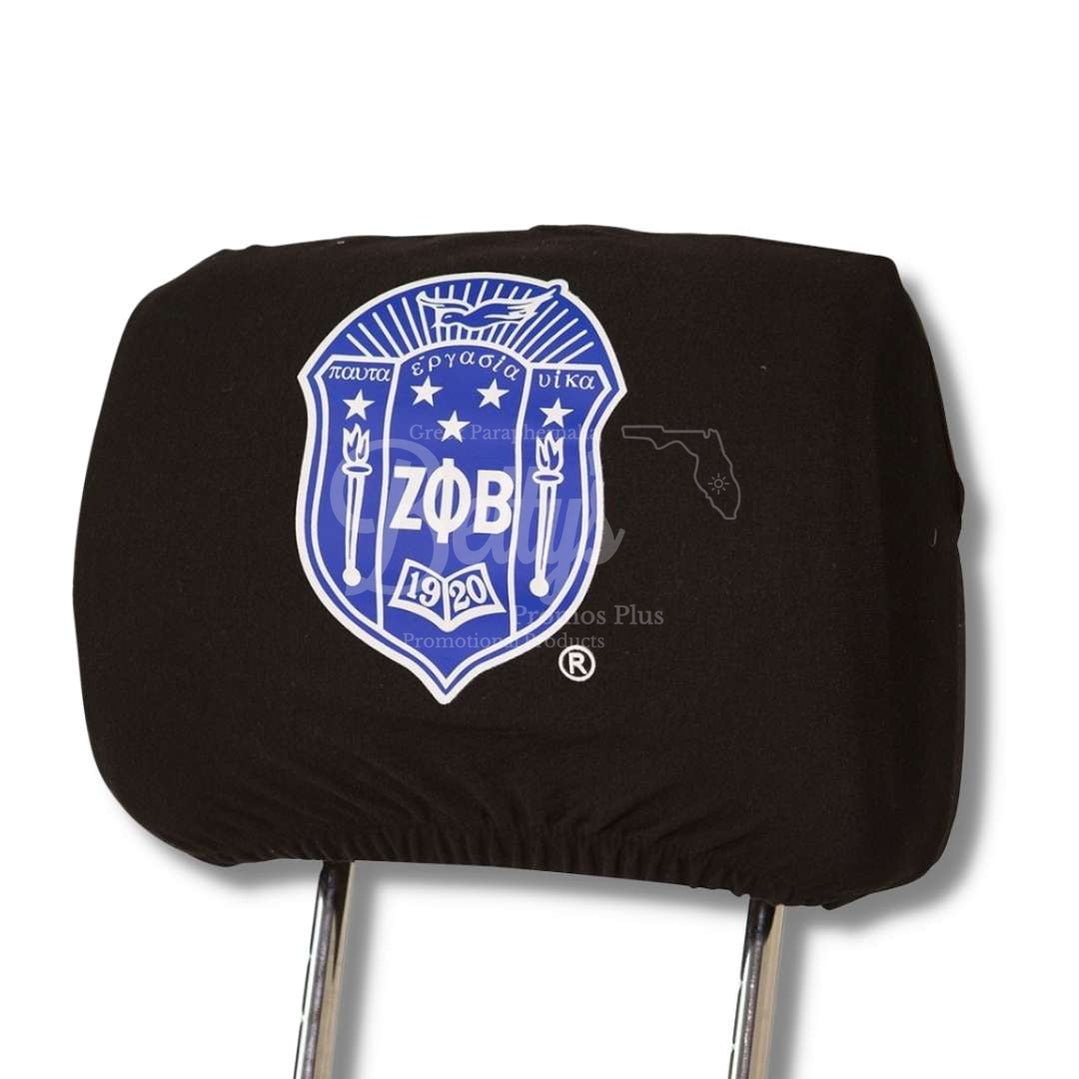 Zeta Phi Beta ΖΦΒ Shield with Greek Letters Car Seat Headrest CoverBlack-Betty's Promos Plus Greek Paraphernalia
