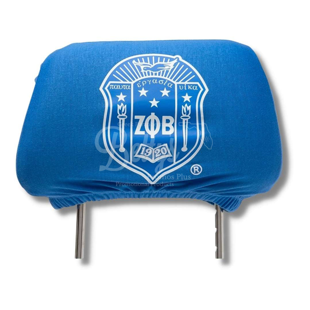 Zeta Phi Beta ΖΦΒ Shield with Greek Letters Car Seat Headrest CoverBlue-Betty's Promos Plus Greek Paraphernalia