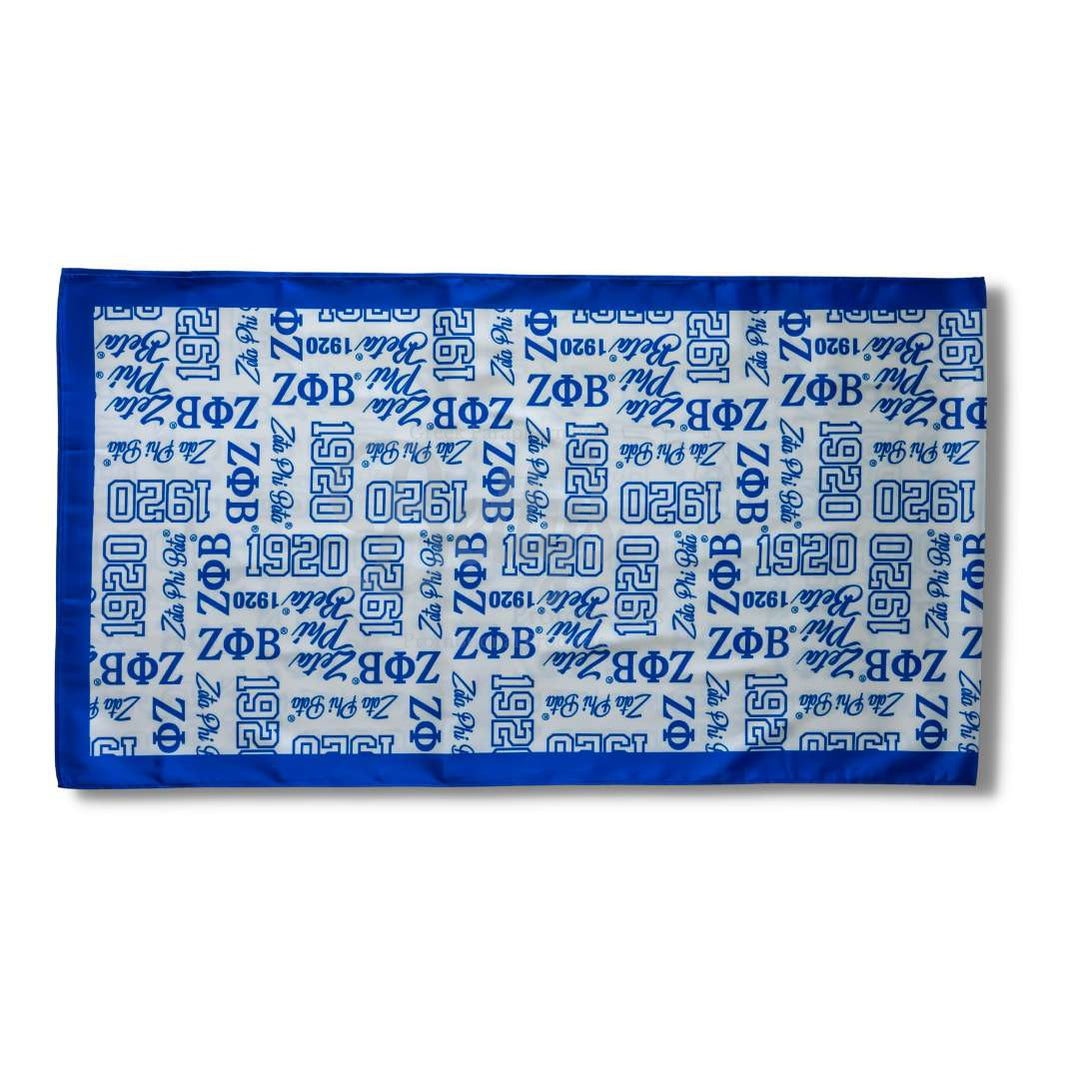 Zeta Phi Beta ΖΦΒ Signature ScarfWhite-Betty's Promos Plus Greek Paraphernalia