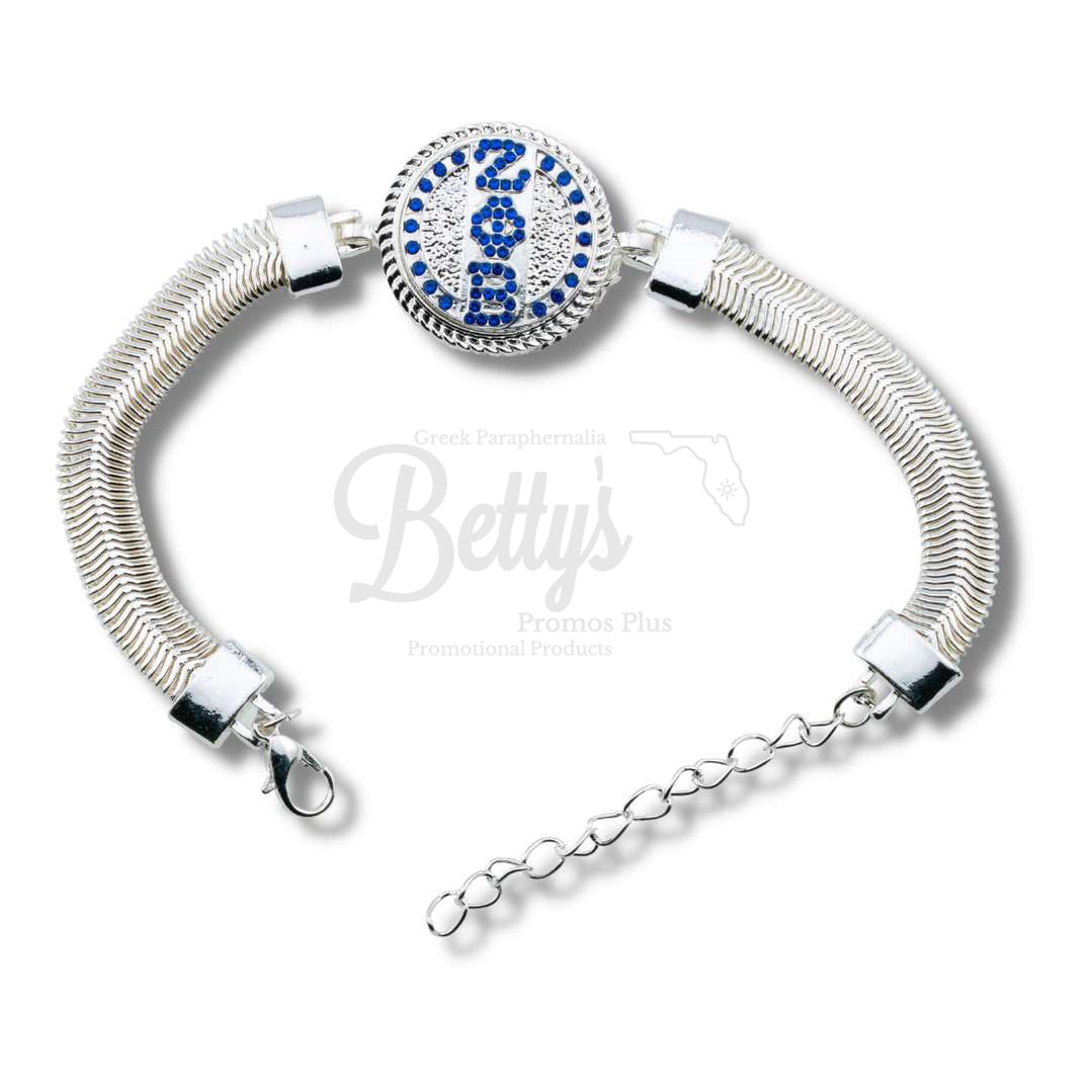 Zeta Phi Beta ΖΦΒ Snap Button Bracelet Jewelry with Interchangeable SnapsSilver-Single Bracelet-Vertical ΖΦΒ Letters-Betty's Promos Plus Greek Paraphernalia