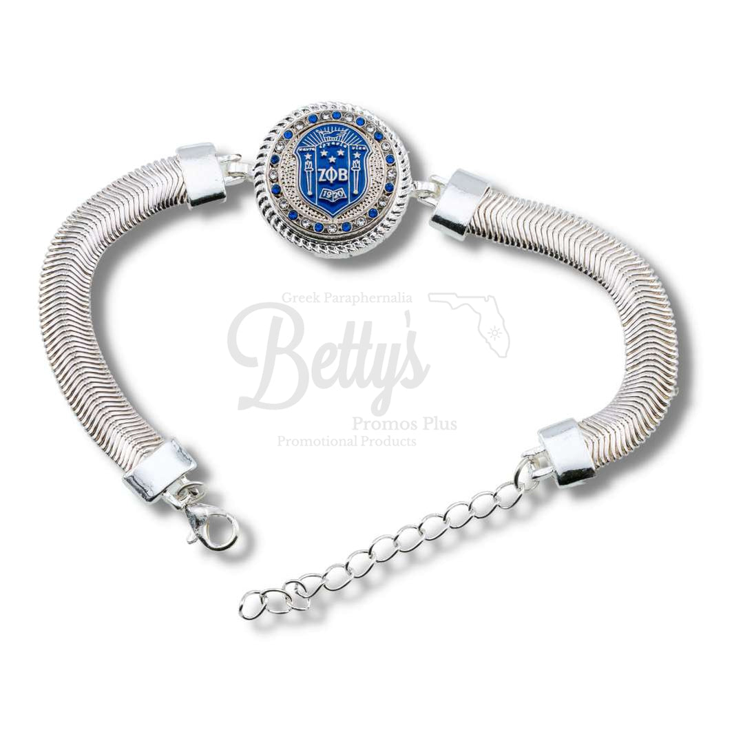 Zeta Phi Beta ΖΦΒ Snap Button Bracelet Jewelry with Interchangeable SnapsSilver-Single Bracelet-ΖΦΒ Shield-Betty's Promos Plus Greek Paraphernalia