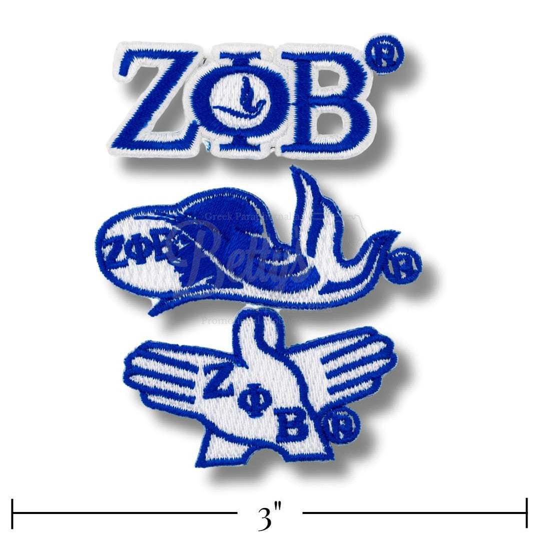 Zeta Phi Beta ΖΦΒ Stick-On Embroidered Patch Set of 3 PatchesPack #1-Betty's Promos Plus Greek Paraphernalia