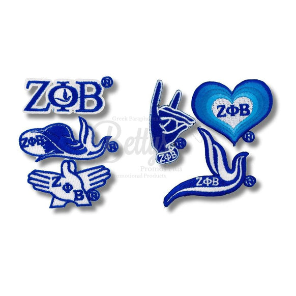 Zeta Phi Beta ΖΦΒ Stick-On Embroidered Patch Set of 3 Patches-Betty's Promos Plus Greek Paraphernalia