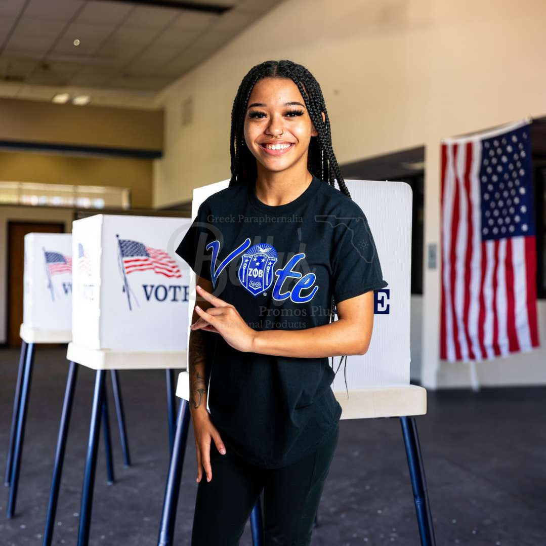 Zeta Phi Beta ΖΦΒ VOTE Screen Printed T-Shirt-Betty's Promos Plus Greek Paraphernalia