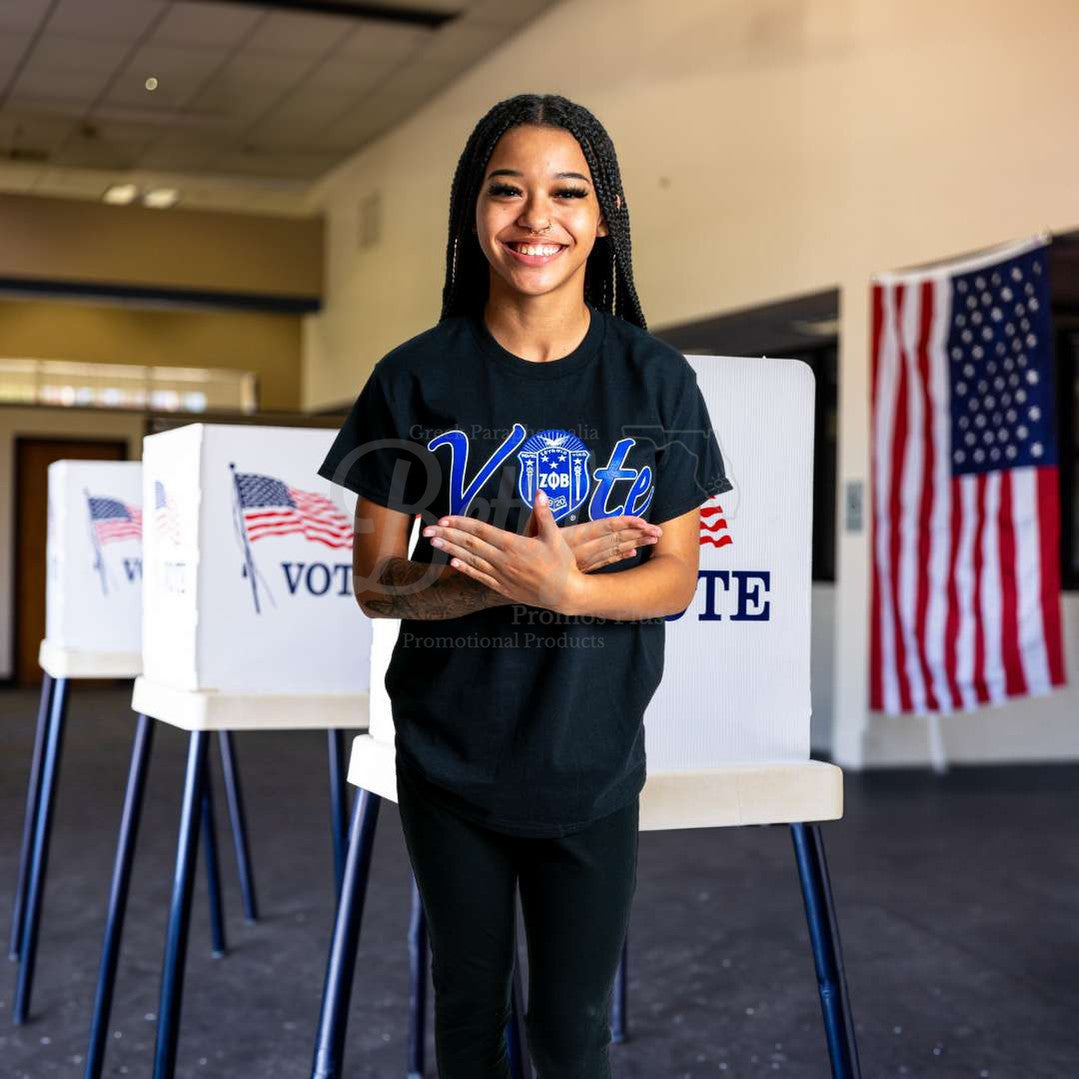 Zeta Phi Beta ΖΦΒ VOTE Screen Printed T-Shirt-Betty's Promos Plus Greek Paraphernalia