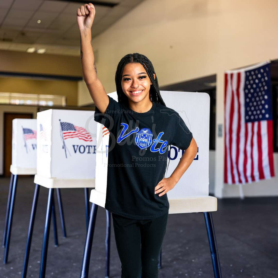 Zeta Phi Beta ΖΦΒ VOTE Screen Printed T-Shirt-Betty's Promos Plus Greek Paraphernalia