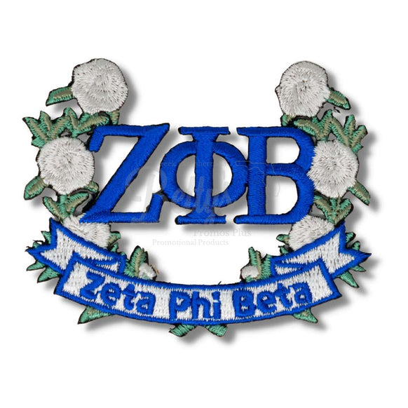 Zeta Phi Beta ΖΦΒ White Rose PatchBlue-Betty's Promos Plus Greek Paraphernalia