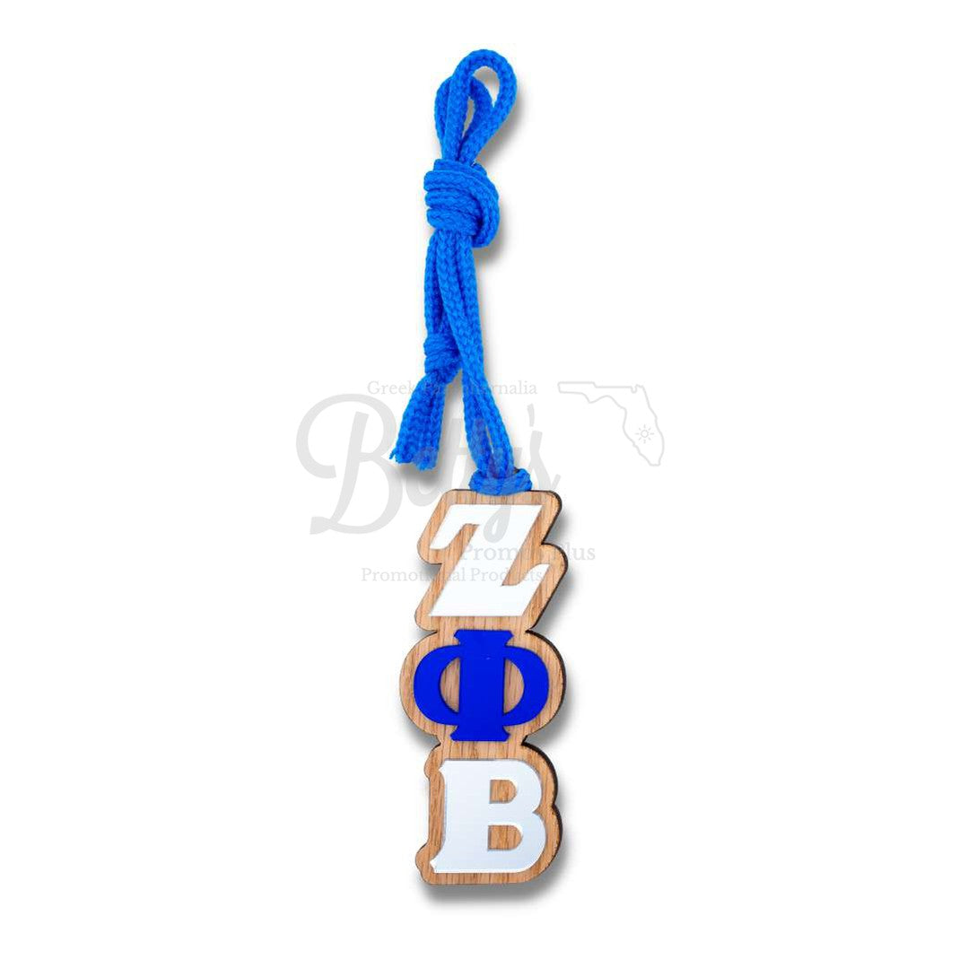 Zeta Phi Beta ΖΦΒ Wood with Acrylic Greek Letters Tiki NecklaceBlue-Betty's Promos Plus Greek Paraphernalia
