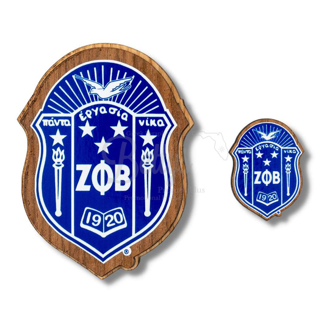 Zeta Phi Beta ΖΦΒ Wooden Shield Decal-Betty's Promos Plus Greek Paraphernalia