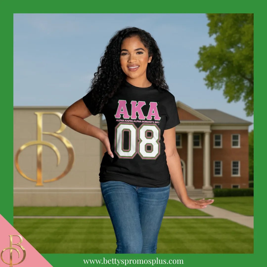 Alpha Kappa Alpha AKA 08 Screen Printed T-Shirt-Alpha Kappa Alpha Paraphernalia-Alpha Kappa Alpha T-Shirts-Betty's Promos Plus