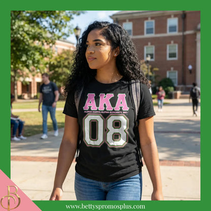 Alpha Kappa Alpha AKA 08 Screen Printed T-Shirt-Alpha Kappa Alpha Paraphernalia-Alpha Kappa Alpha T-Shirts-Betty's Promos Plus