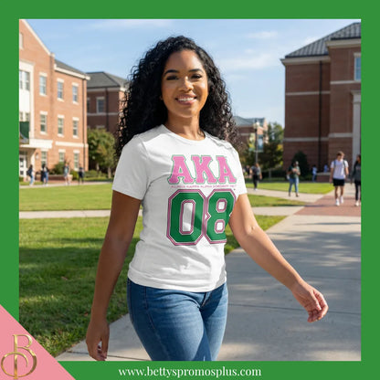 Alpha Kappa Alpha AKA 08 Screen Printed T-Shirt-Alpha Kappa Alpha Paraphernalia-Alpha Kappa Alpha T-Shirts-Betty's Promos Plus