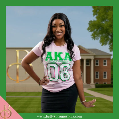 Alpha Kappa Alpha AKA 08 Screen Printed T-Shirt-Alpha Kappa Alpha Paraphernalia-Alpha Kappa Alpha T-Shirts-Betty's Promos Plus